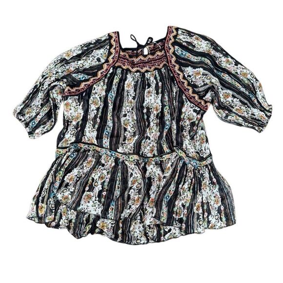 Free People Dance Magic Embroidered Tunic Dress Embroidery Mini Small Oversized - Picture 2 of 7